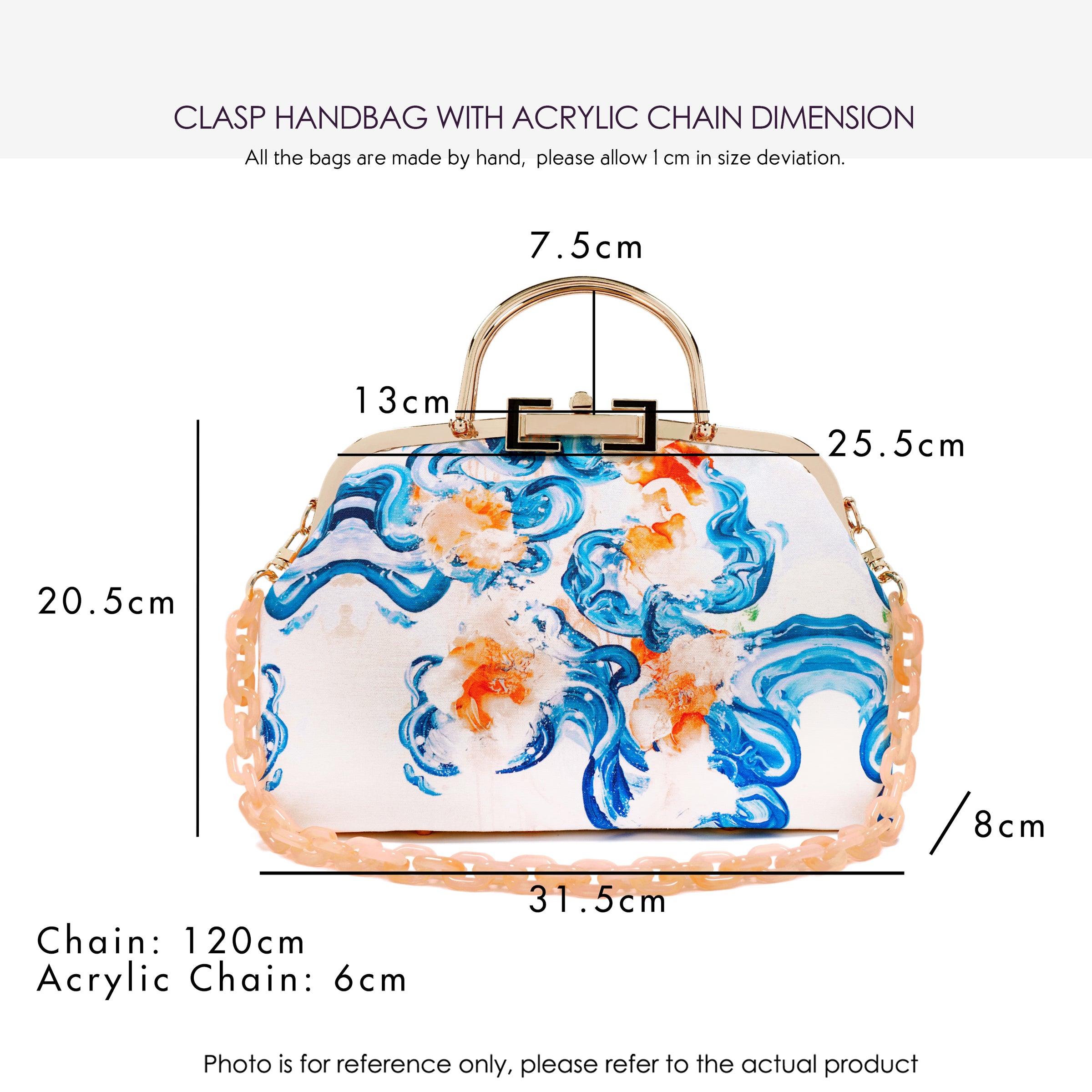Clasp Handbag with Acrylic Chain - Rain Tiles