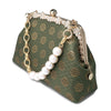 Rhinestone Frame Clutch Bag - Plum Flower