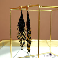 Beaded fringe earrings - Midnight