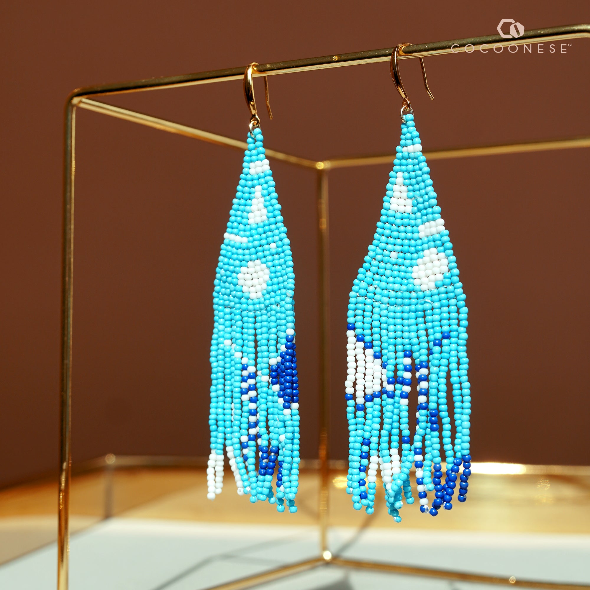 Beaded fringe earrings - River