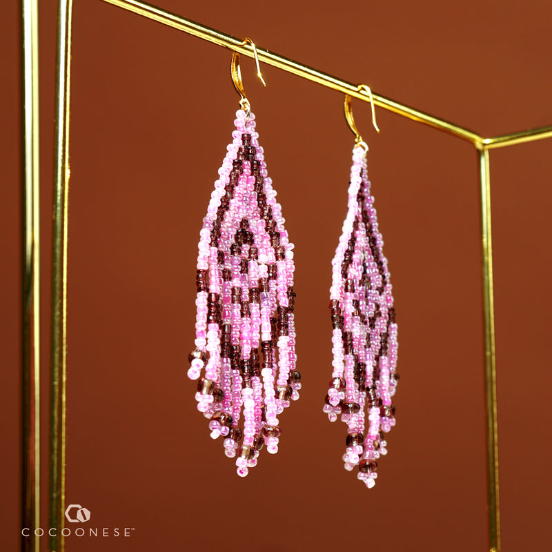 Beaded fringe earrings - Romance