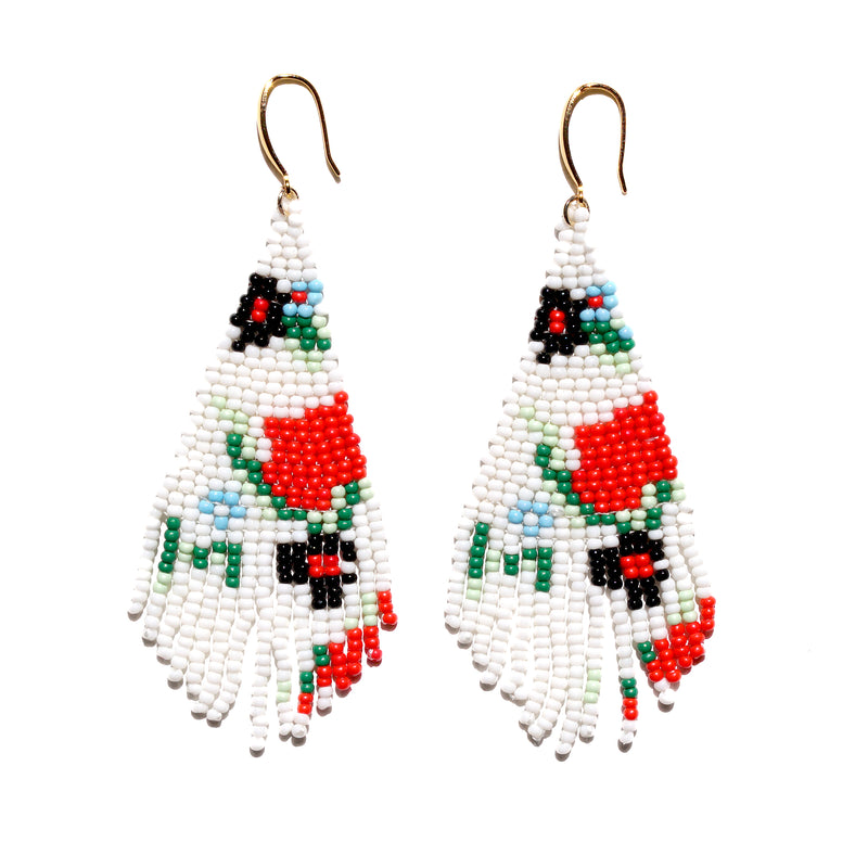 Beaded fringe earrings - Peranakan