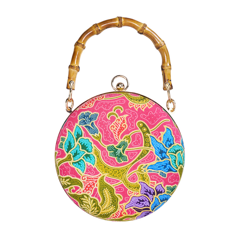 Round Hard Case Bamboo Handle Bag - Tango