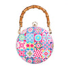 Round Hard Case Bamboo Handle Bag - Peranakan Tiles