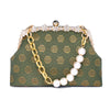 Rhinestone Frame Clutch Bag - Plum Flower