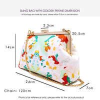 Sling Bag With Golden Frame - Rain Tiles