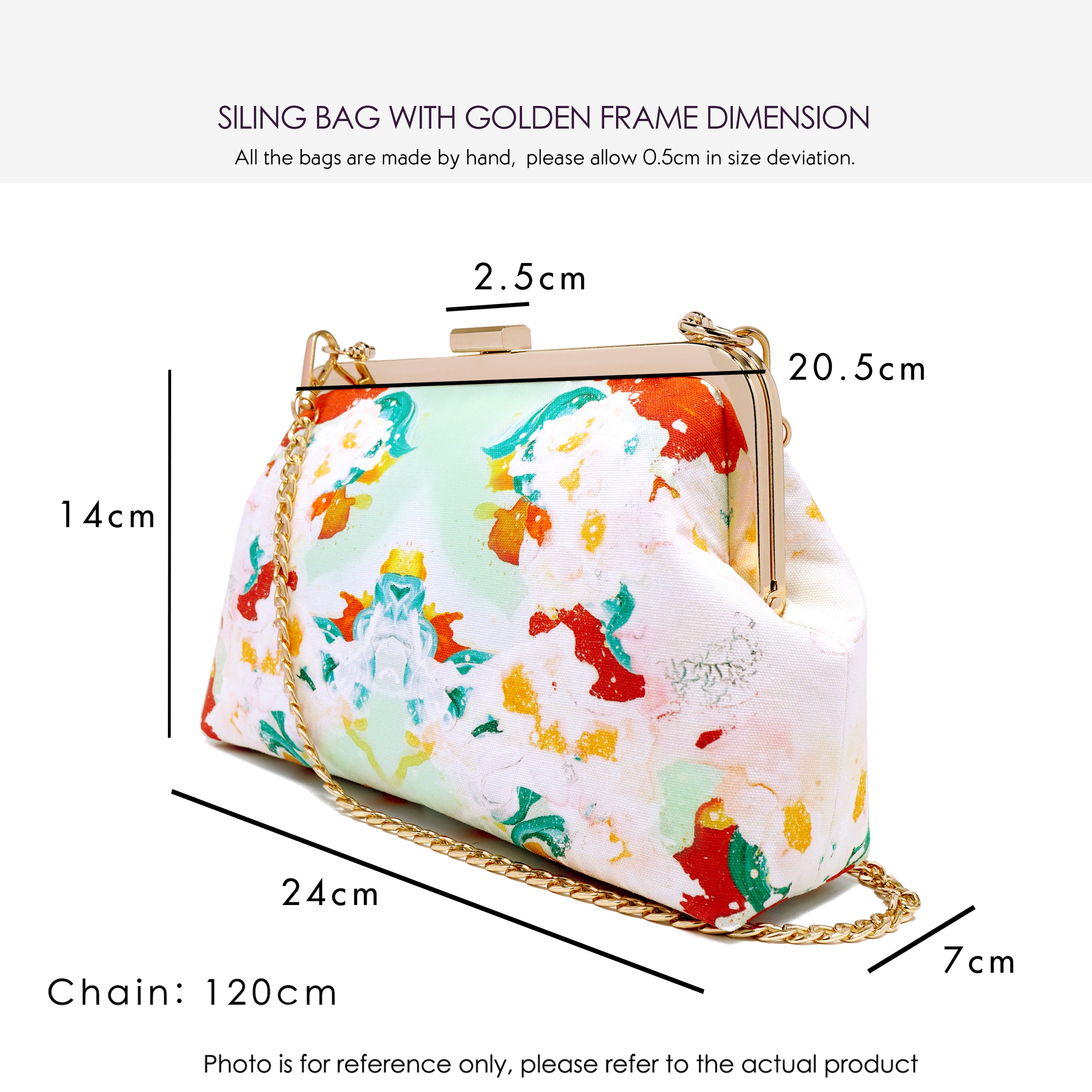 Sling Bag With Golden Frame - Rain Tiles