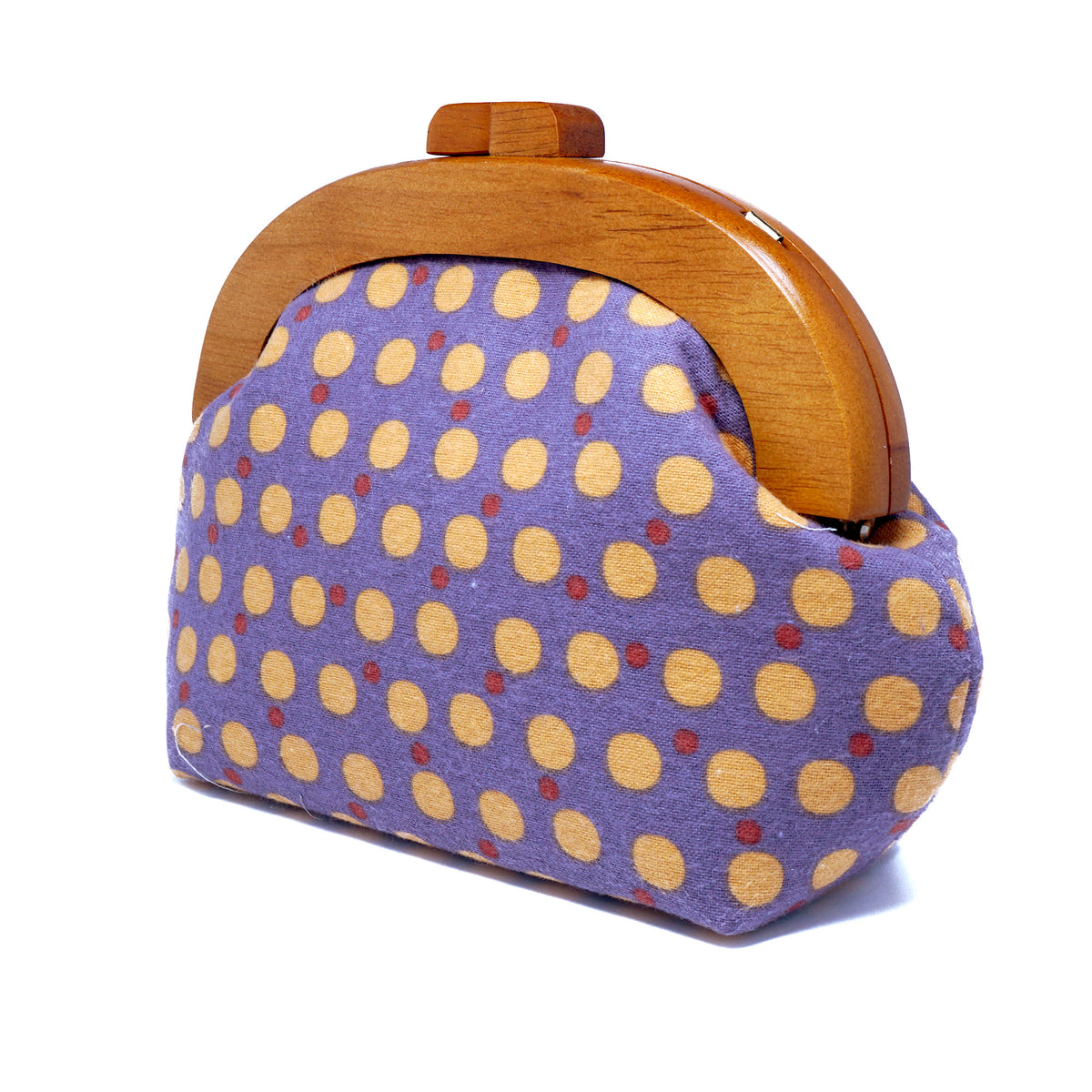 50% OFF - Round Crossbody Bag With Wooden Frame - Dotted