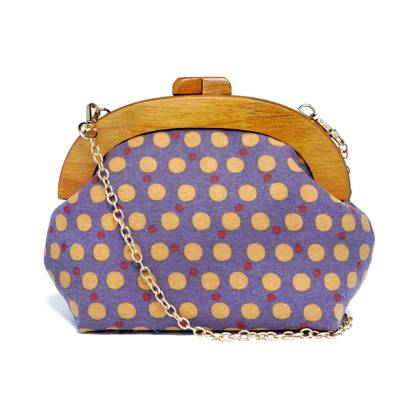25% OFF - Round Crossbody Bag With Wooden Frame - Dotted