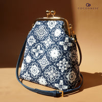 Trapezoid Crossbody Bag - Blue Tiles