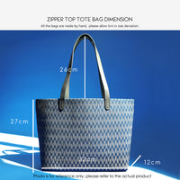 Zipper Top Tote Bag - Houndstooth Check(BK)