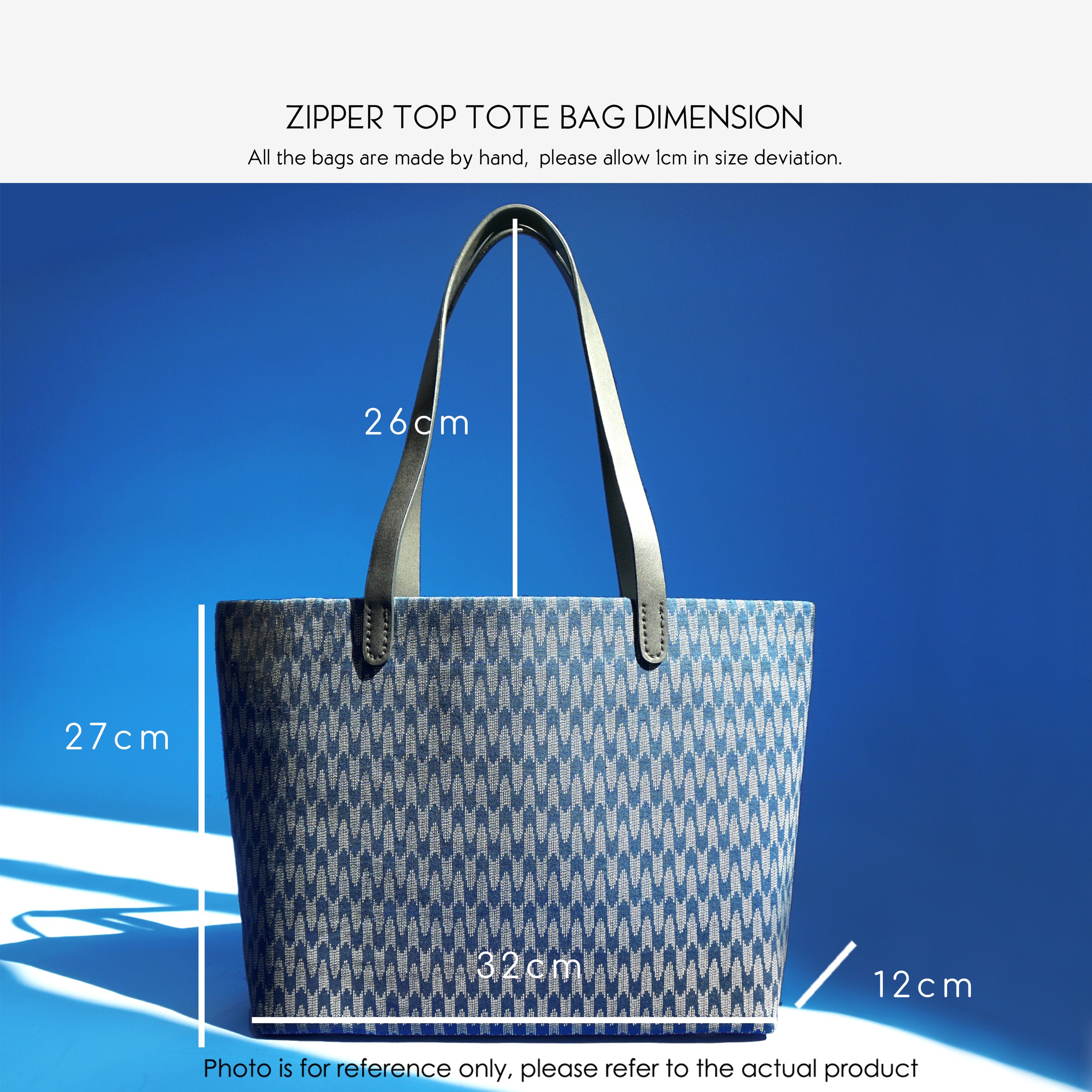 Zipper Top Tote Bag - Houndstooth Check(PK)