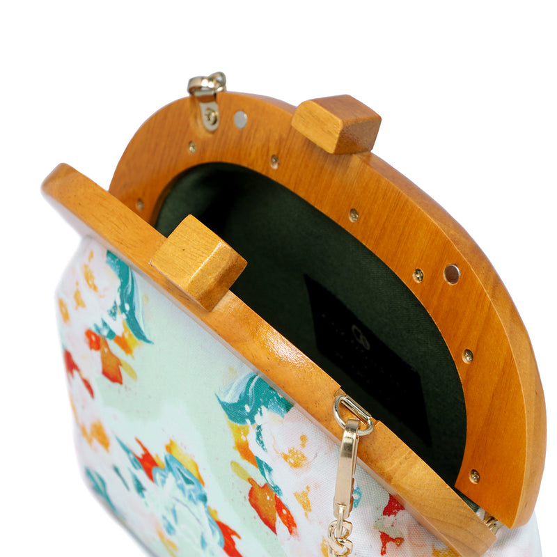 Round Crossbody Bag With Wooden Frame - Breeze