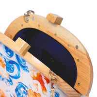 Round Crossbody Bag With Wooden Frame - Cascade
