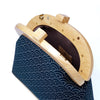 Round Crossbody Bag With Wooden Frame - Under the Wave