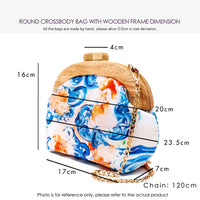 Round Crossbody Bag With Wooden Frame - Breeze