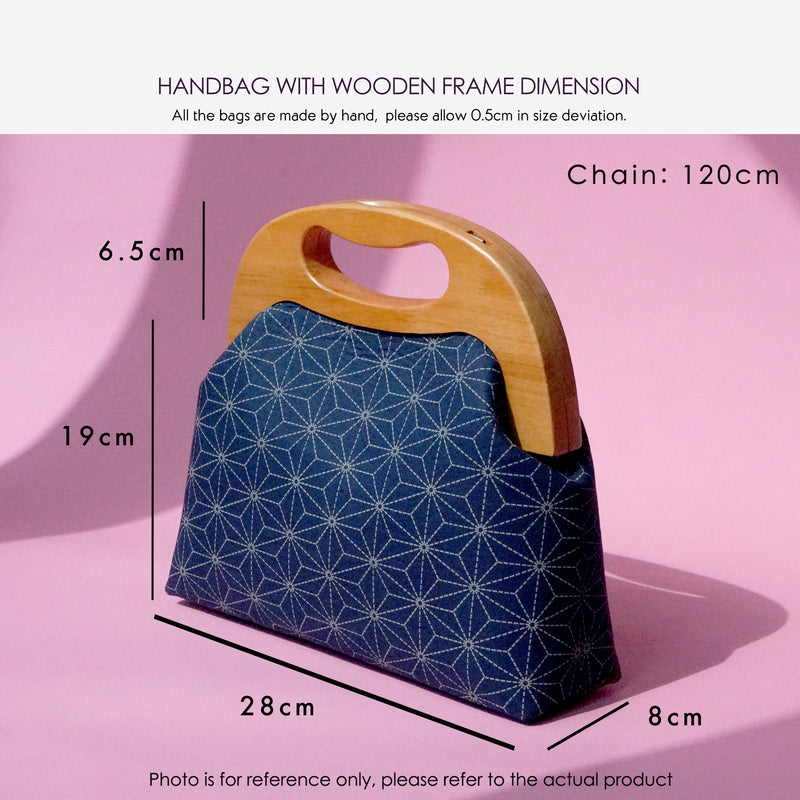 Handbag With Wooden Frame - Under the Wave